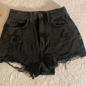 Distressed black high waisted Jean shorts